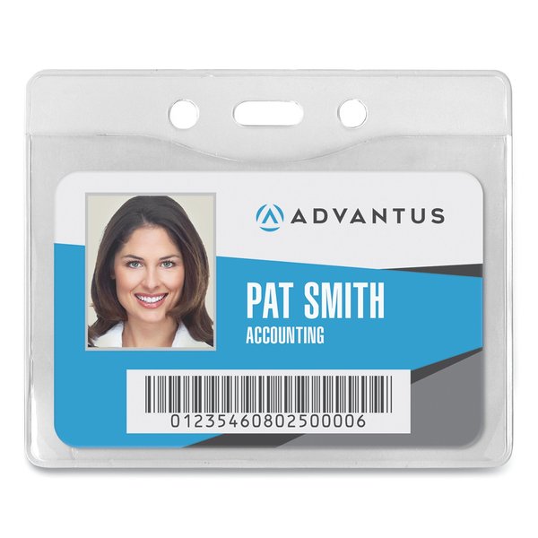 Advantus Security ID Badge Holder, Horizontal, 3 3/8w x 4 1/4h, Clear, PK50 75411